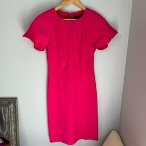 JCrew Ruffle-Sleeve Sheath Dress Italian Stretch Wool Pink G3959 SUMMER 17 - 00
